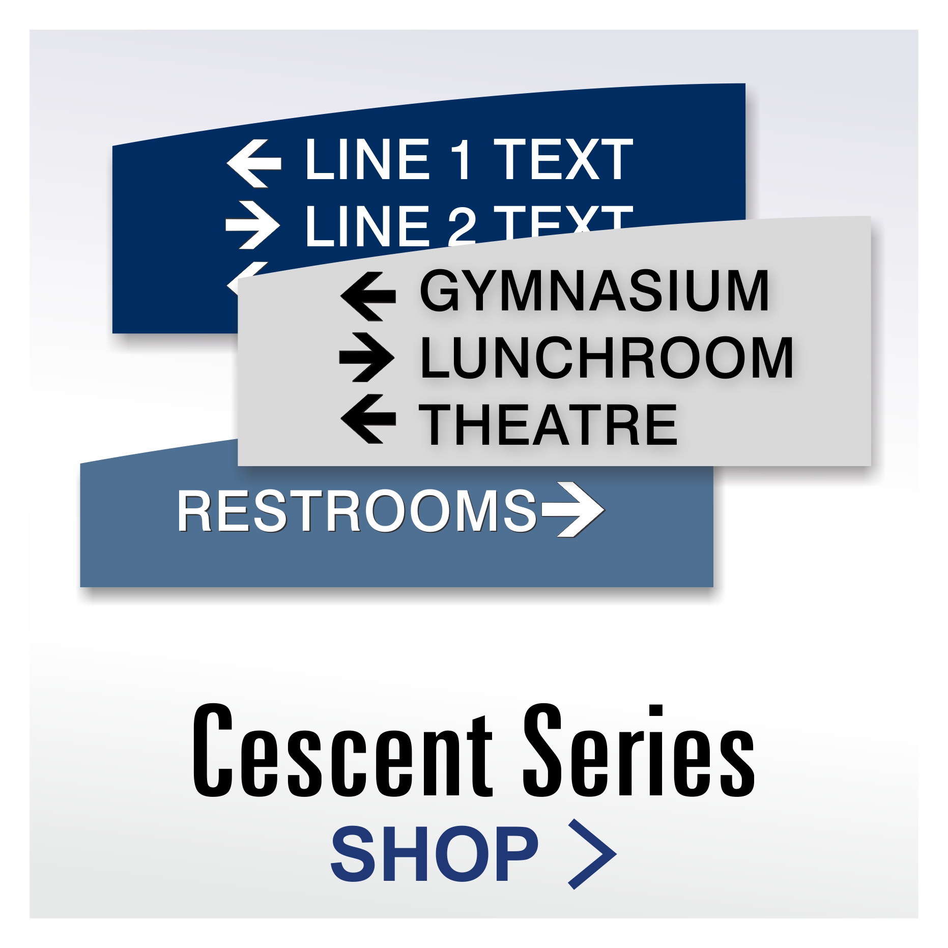 Crescent Series tactile directional sign system for commercial applications